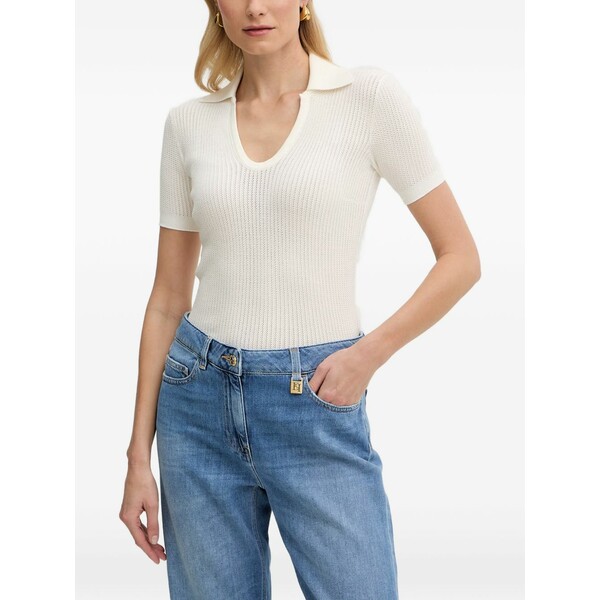 エリザベスフランキ レディース スポーツシャツ トップス Logo-patch knitted top Neutrals