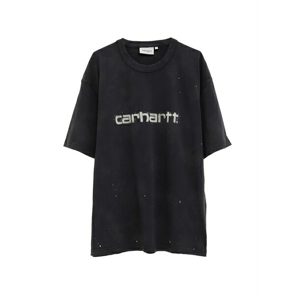 鉄道車両ハート型 メンズ ティーシャツ トップス Logo-print paint-splatter t-shirt Black