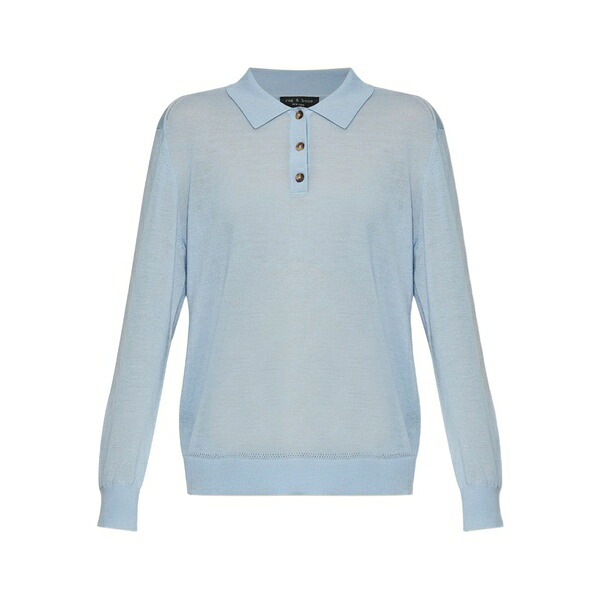 ラグアンドボーン レディース 編み物\u0026スウェーター アウター Buttoned polo top Blue