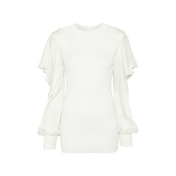 サカイ レディース プルオーバー トップス Ruffled satin-sleeve top Neutrals
