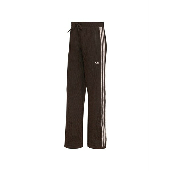 アディダス レディース 心地よいズボン下 ボトムス Crochet-knit side-stripe trousers Brown