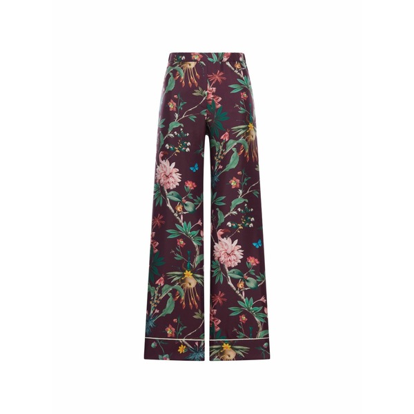 ラ・ダブル・ジェイ レディース 心地よいズボン下 ボトムス Floral-pattern trousers Purple