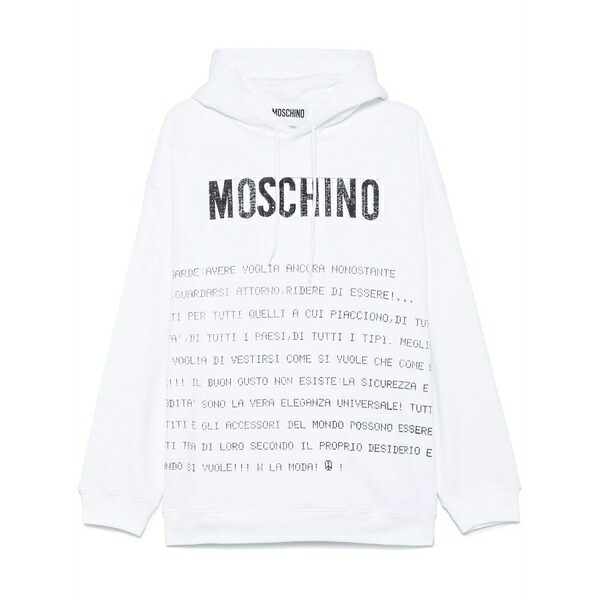 モスキーノ メンズ パーカー・スウェットシャツ アウター Text-print hoodie White