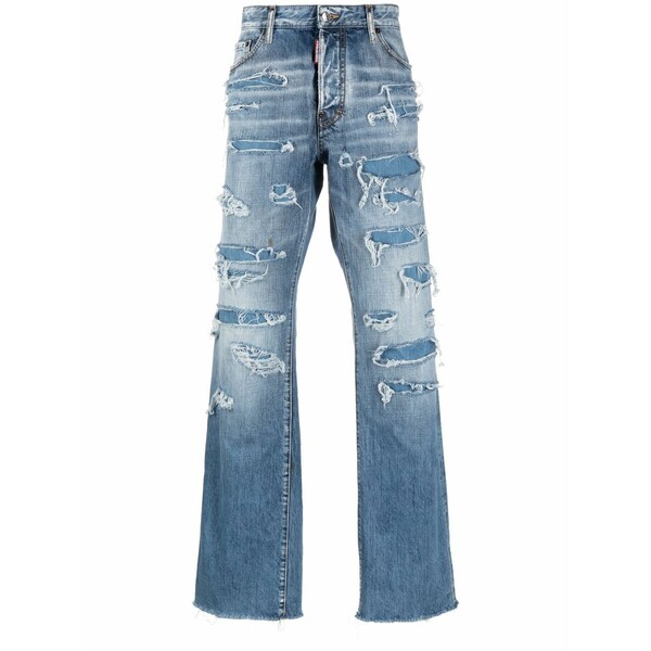 ディースクエアード メンズ ジーンズズボン下 ボトムス Distressed straight-leg jeans Blue