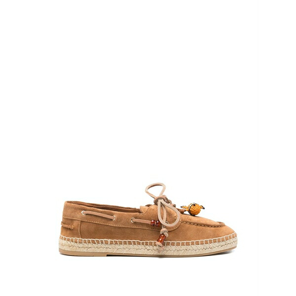 アクアズーラ レディース サンダル シューズ Bead-embellished suede espadrilles Brown
