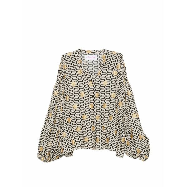 沙子受け答え レディース プルオーバー トップス Stacy geometric-pattern blouse Neutrals