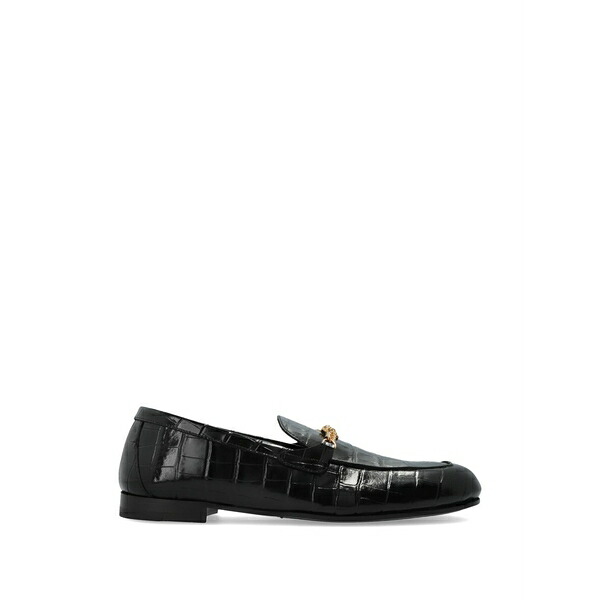 ヴェルサーチ メンズ スリッポン・ローファー シューズ Chain embossed leather loafers Black