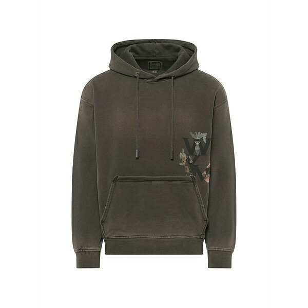 ウーヨンミ メンズ パーカー・スウェットシャツ アウター Print-detail hoodie Brown