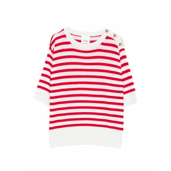 アリュード レディース プルオーバー トップス Striped short-sleeve top Red