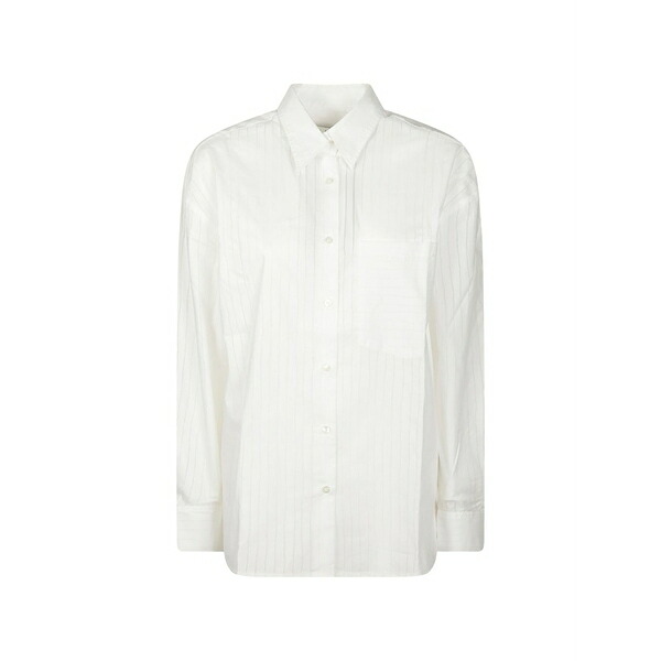イロ レディース シャツ トップス Chest-pocket long-sleeve shirt White｜asty