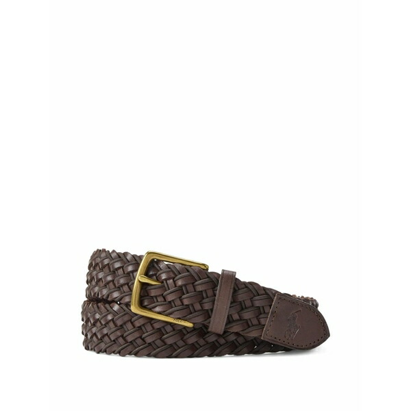 ラルフローレン メンズ 胴締め 佩び物 Woven leather belt Brown