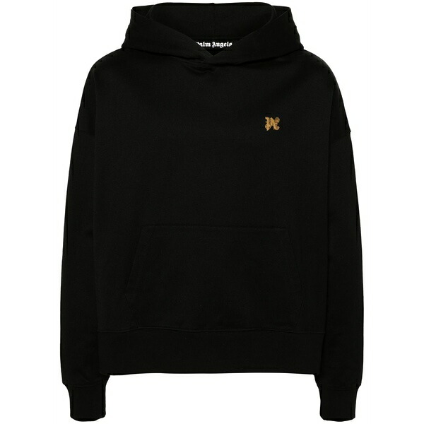 パーム・エンジェルス メンズ パーカー・スウェットシャツ アウター Monogram-pin cotton hoodie Black メンズファッション-パーカー