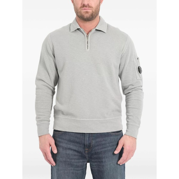 シーピーカンパニー メンズ パーカー・スウェットシャツ アウター Zip polo sweatshirt Grey メンズファッション-トップス