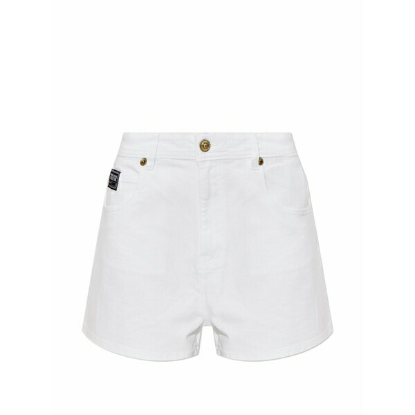 呼びりん探し回る レディース 心地好いズボン下 ボトムス Logo-patch denim shorts White