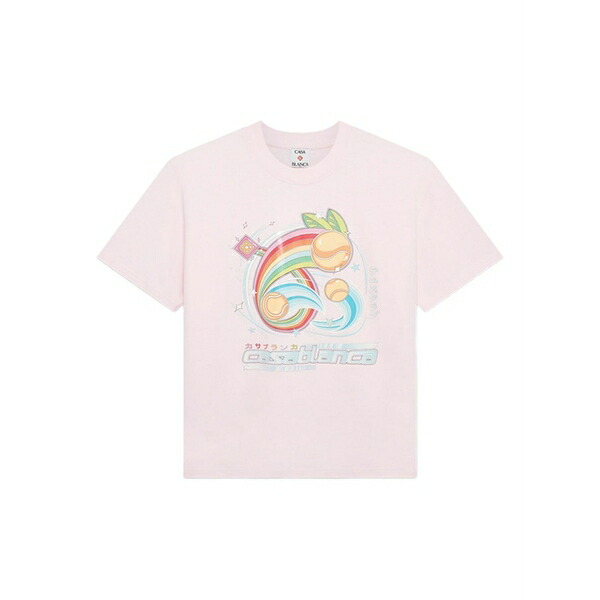 カサブランカ レディース プルオーバー トップス Rainbow tennis-ball print t-shirt Pink