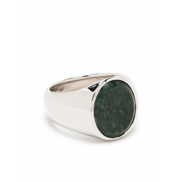 トム白木 メンズ 輪っか 佩び物 Oval green marble ring Silver