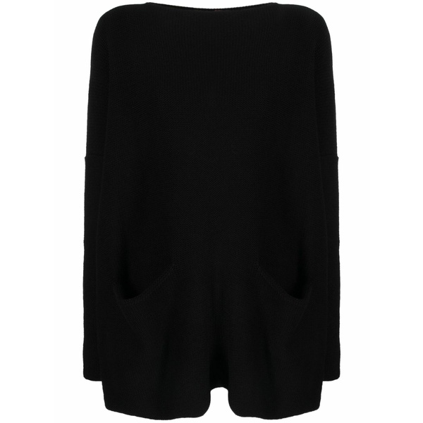 壁蝨目内鰓 グレジス レディース 編み物\u0026スウェーター アウター Open pocket boat neck jumper Black