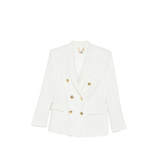 エリザベスフランキ レディース 上衣＆上衣 アウター Double-breasted blazer White