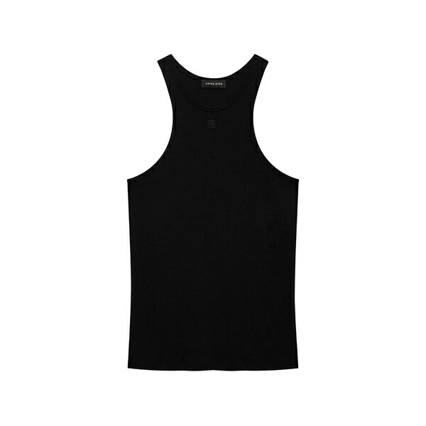 アニービン レディース カットソー トップス Crew-neck ribbed top Black｜asty