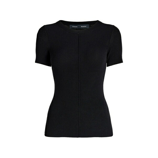 プロエンザショラー レディース Tシャツ トップス Sky ribbed t-shirt Black｜asty