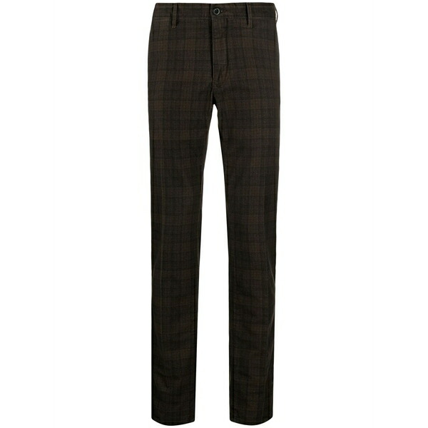 インコテックス メンズ カジュアルパンツ ボトムス Check-print straight-leg trousers Brown|asty