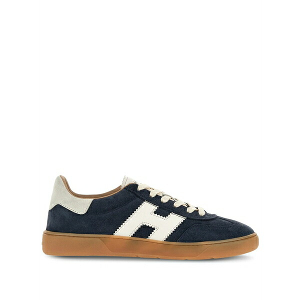 ホー鵞鳥 メンズ スニーカー シューズ Logo-patch leather sneakers Blue