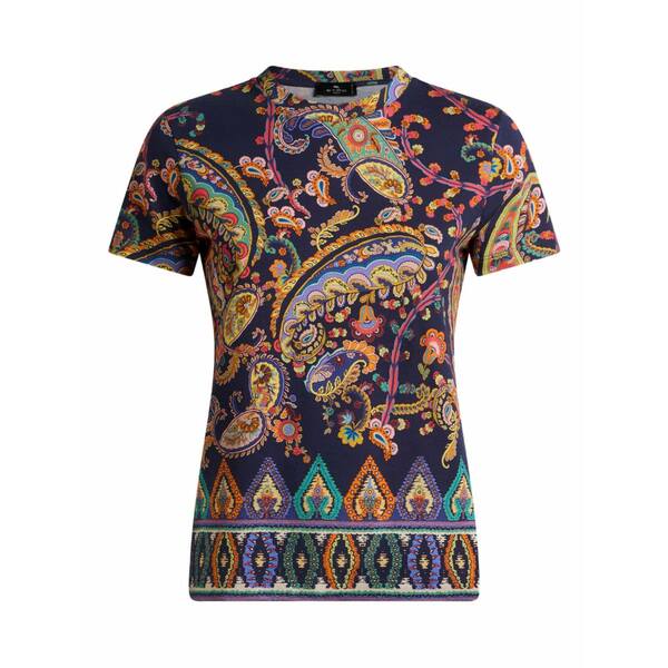 エトロ レディース Tシャツ トップス Floral paisley medallion-motif t-shirt Purple|asty