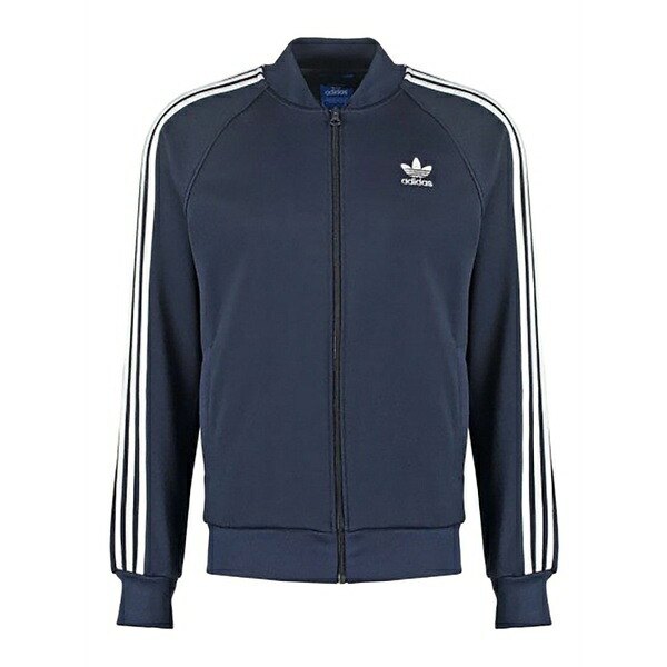 アディダス メンズ パーカー・スウェットシャツ アウター Superstar striped-sleeve track jacket Blue