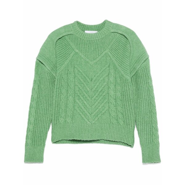 イロ レディース 編み物\u0026スウェーター アウター Cable-knit sweater Green
