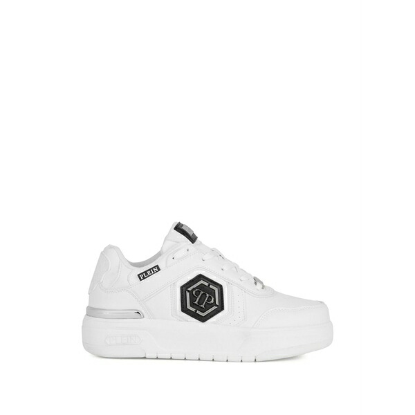 フィリッププレイン メンズ スニーカー シューズ Sk8r logo low-top sneakers White|asty