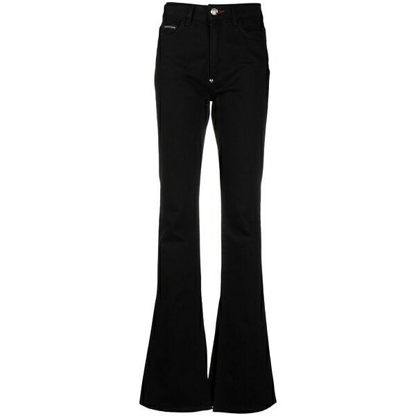 フィリッププレイン レディース デニムパンツ ボトムス High-rise flared jeans Black｜asty
