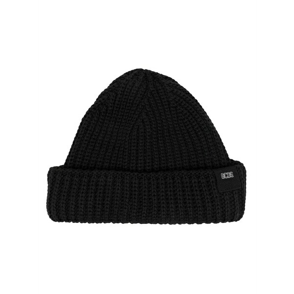 ジーシーディーエス メンズ 帽子 アクセサリー Logo-patch ribbed beanie Black｜asty