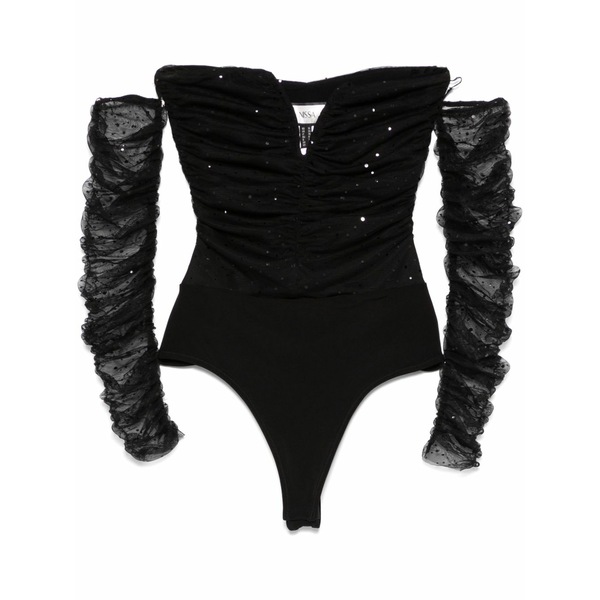 ニッサ レディース シャツ トップス Polka-dot bodysuit Black｜asty