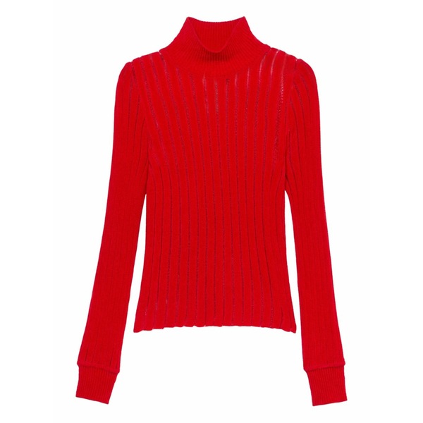 ブルマリン レディース 編み物\u0026スウェーター アウター High-neck ribbed sweater Red
