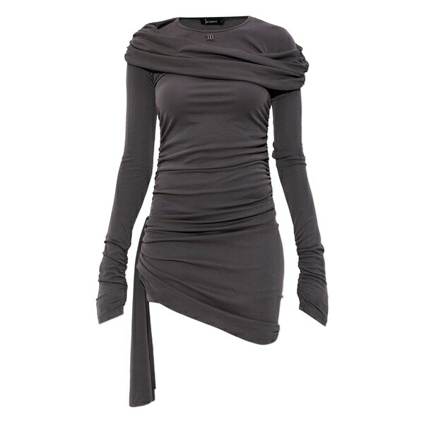 ミスビヘイブ レディース ワンピース トップス Draped ruched dress Grey｜asty
