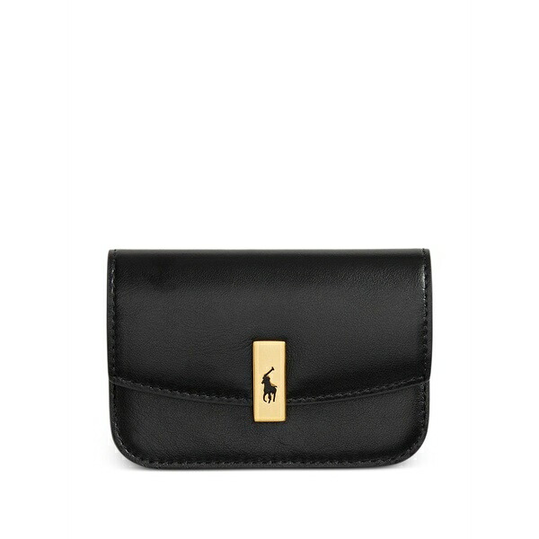 ラルフローレン レディース 紙入れ 付属品 Logo-plaque leather wallet Black