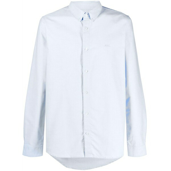アーペーセー メンズ プルオーバー トップス Logo-embroidered button-down shirt Blue