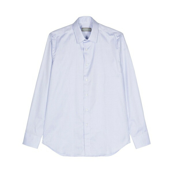 カナーリ メンズ シャツ トップス Long-sleeve cotton shirt Blue|asty