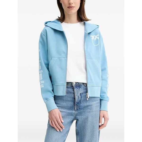 ピンコ レディース パーカー・スウェットシャツ アウター Logo-print zip-up hoodie Blue