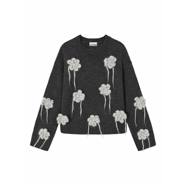 ガニー レディース 編み物\u0026スウェーター アウター Flower-crochet sweater Grey ニット・セーター-トップス-セーター