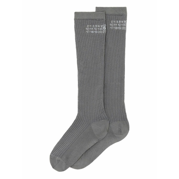 マルタンマルジェラ レディース ソックス アンダー御召しもの Ribbed number-print socks Grey