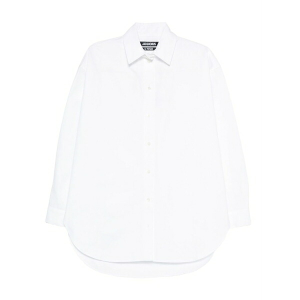 ジャクエムス レディース シャツ トップス Long-sleeve curved-hem shirt White｜asty
