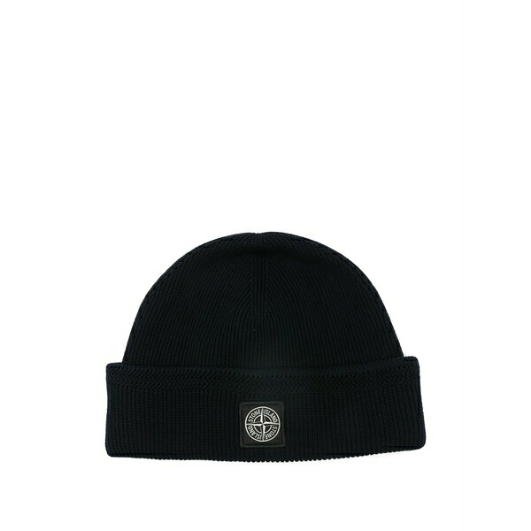 ストーンアイランド メンズ 帽子 アクセサリー Logo-patch cotton beanie hat Blue