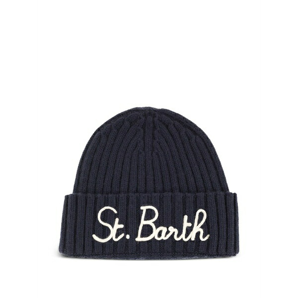 エムシーツーセイントバース メンズ 鳥打ち帽 付属物 Wengen ribbed beanie hat Blue