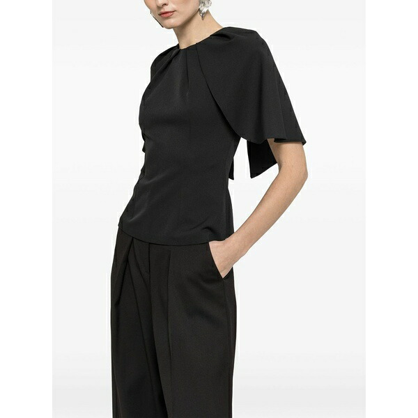 ニッサ レディース シャツ トップス Cape design blouse Black｜asty