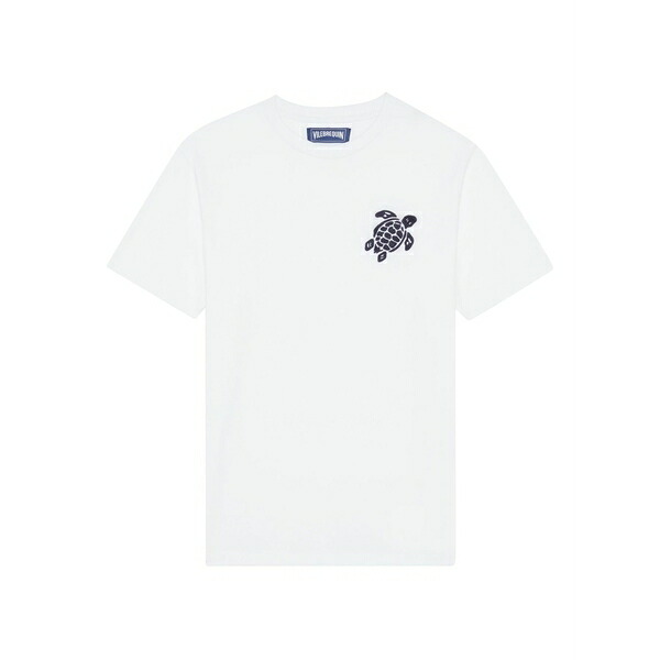 ヴィルブレクイン メンズ プルオーバー トップス Crew-neck turtle-embroidered t-shirt White