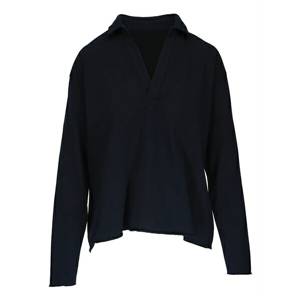 真っ直ぐ ＆ アイリーン レディース プルオーバー トップス Polo-collar long-sleeve t-shirt Blue