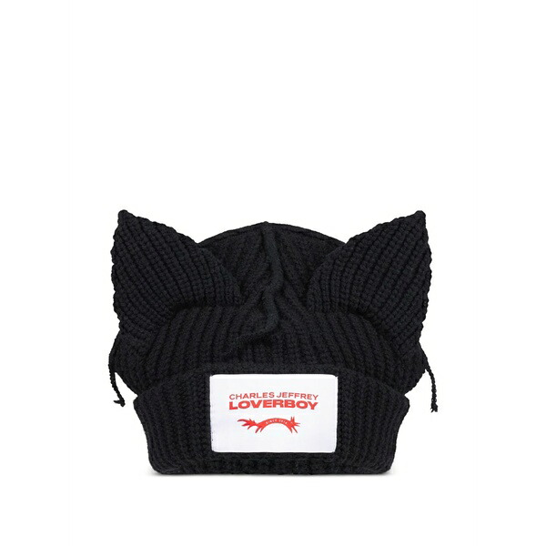 プリンスチャールズ島・ジェフリー メンズ かぶり笠 付属品 Cat-ear beanie Black