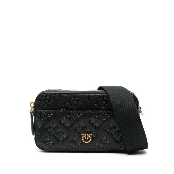 ピンコ レディース ショルダーバッグ バッグ Mini logo-debossed cross body bag Black