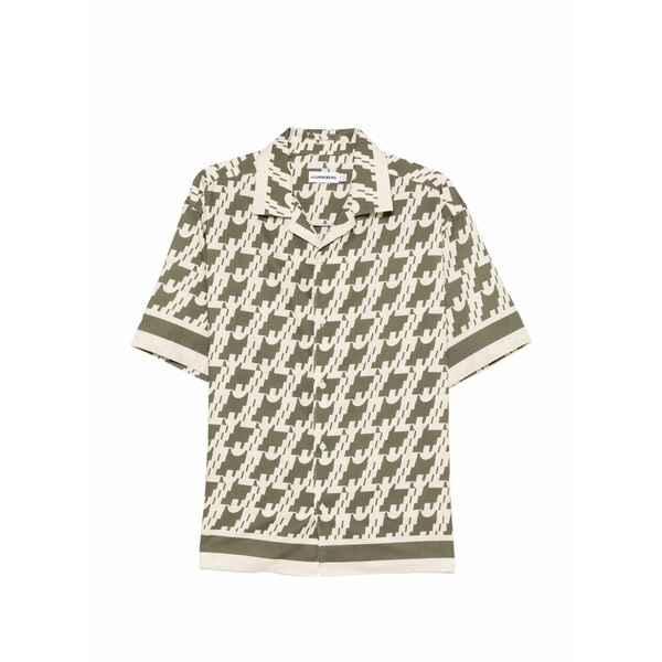 ジェイ リンドバーグ メンズ プルオーバー トップス Border print resort shirt Green